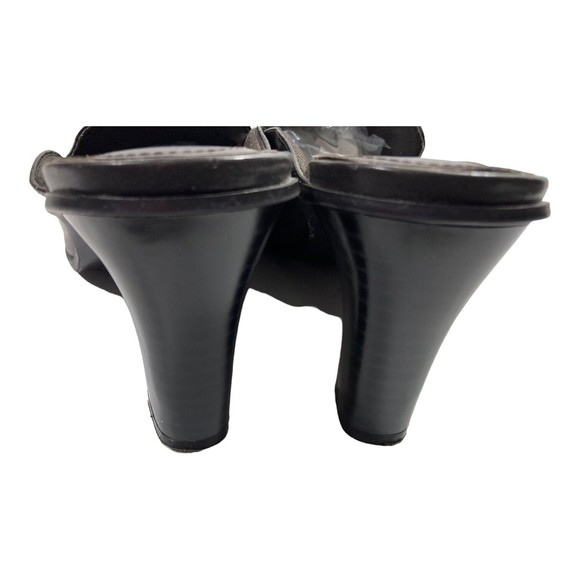 Andrew Geller Mules Magic Women's 8.5M Tessa Black Croco Embossed Stacked Heel - Picture 7 of 9